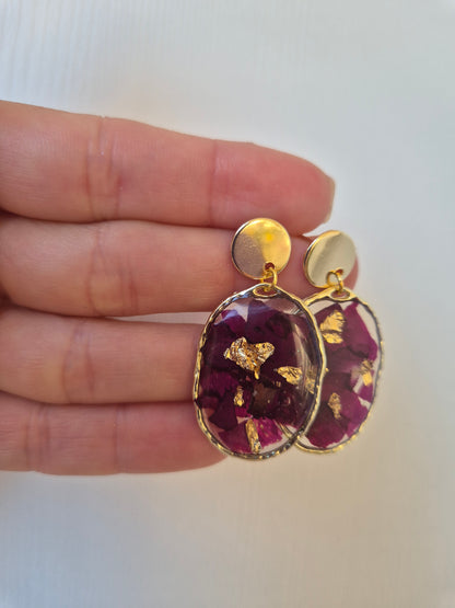 Pendientes botánica rosa roja