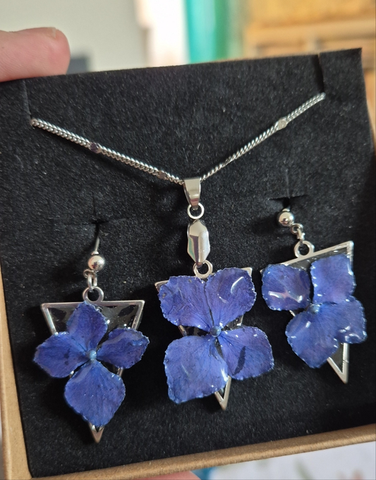 Conjunto hortensias azul