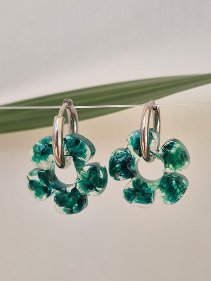 Pendientes Charm flor verde