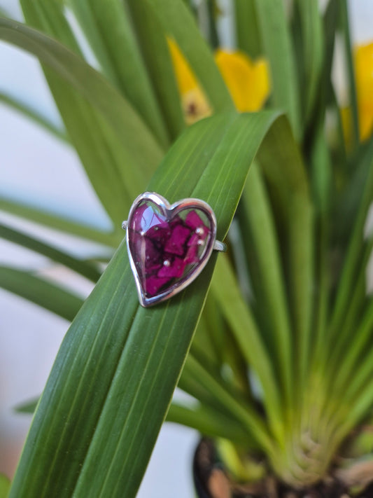 Anillo ajustable corazón plateado