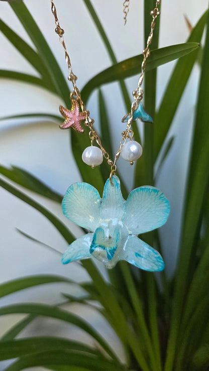 Collar Orquídea Dendrobium Azul