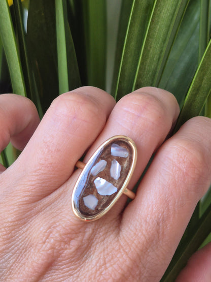 Anillo ajustable  concha marina ovalado