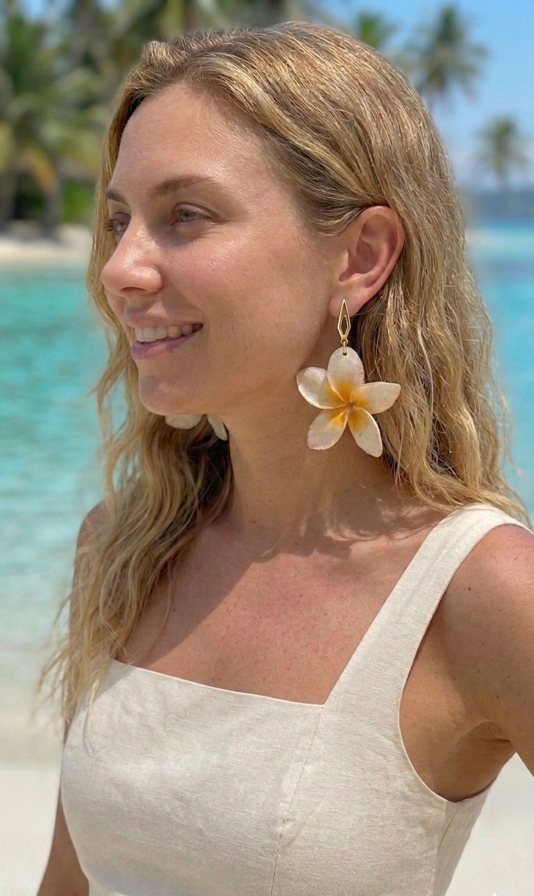 Pendientes flor Plumeria
