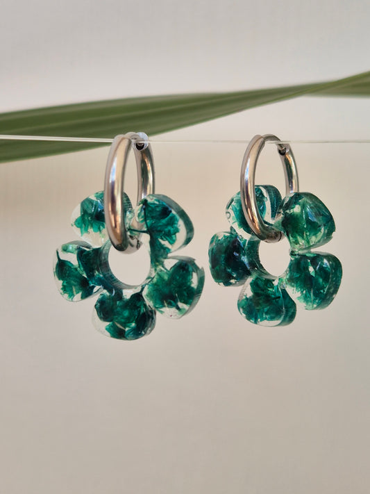 Pendientes Charm flor verde