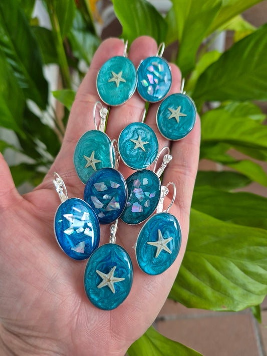 Pendientes ocean art cabuchón grandes