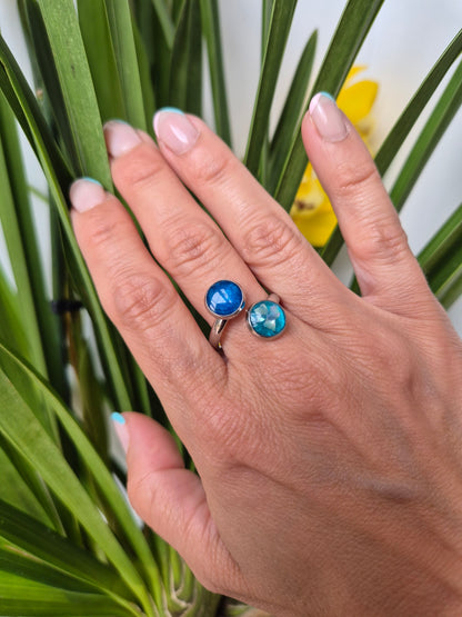 Anillo doble marino plateado