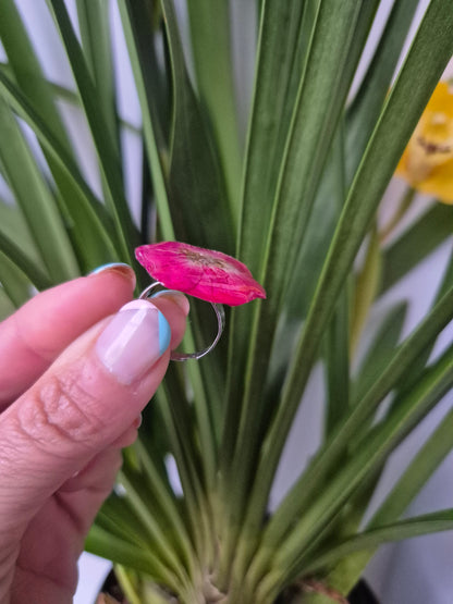 Anillo ajustable flor roja