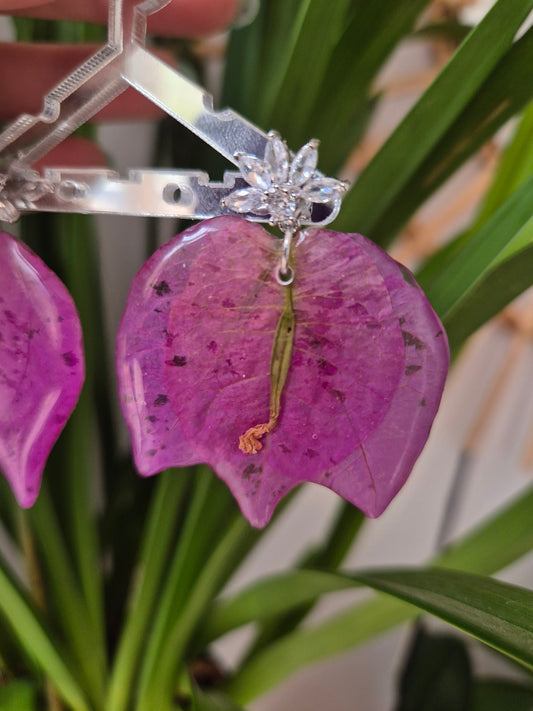 Pendientes buganvilla triple
