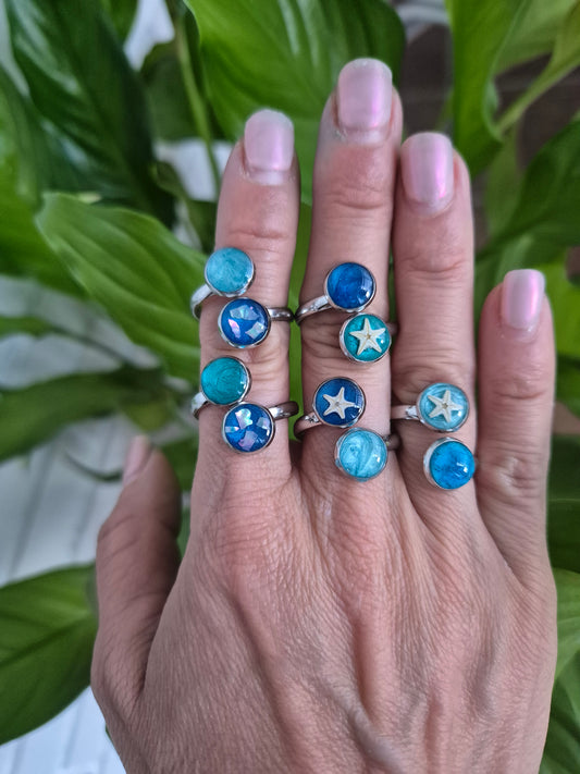 Anillo doble marino plateado