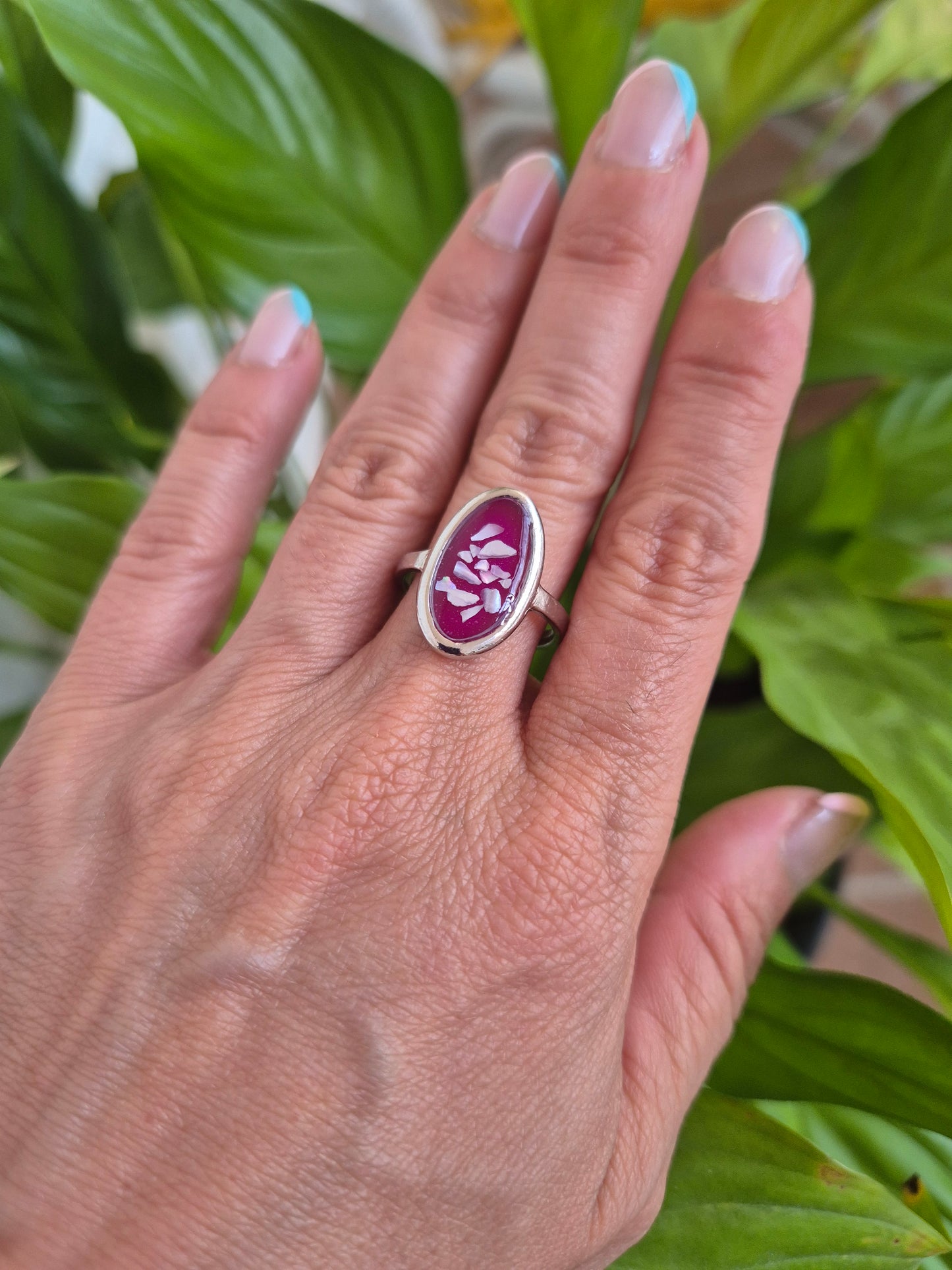 Anillo concha marina  ovalado