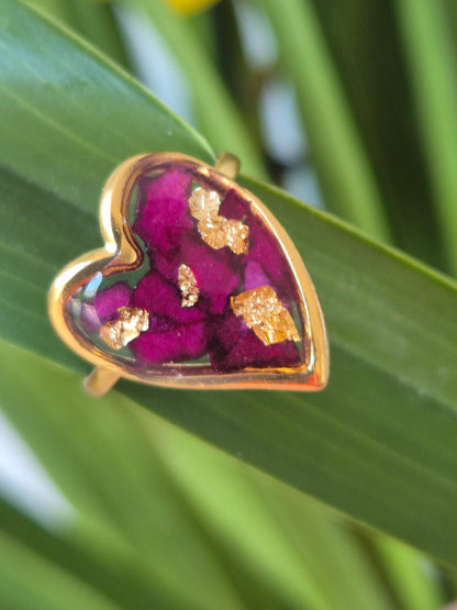 Anillo ajustable  corazón  dorado