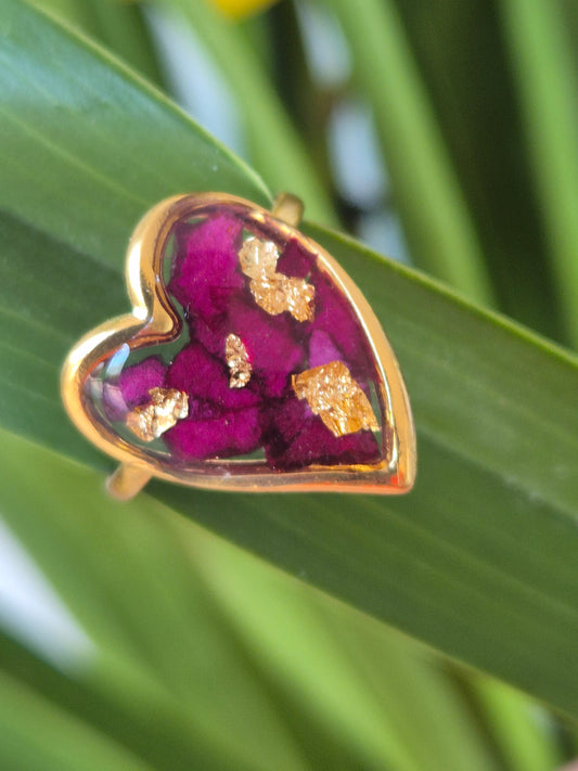 Anillo ajustable  corazón  dorado