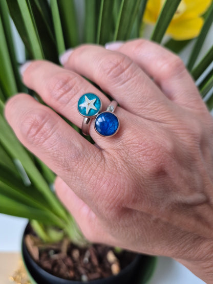 Anillo doble marino plateado