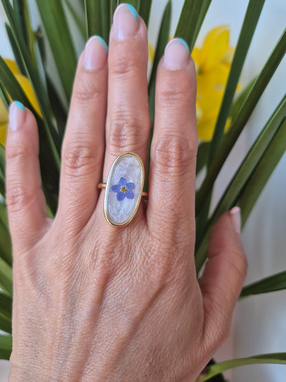 Anillo ajustable  dorado simpre viva