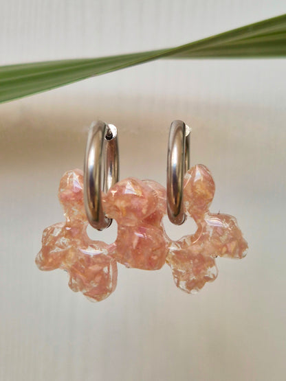 Pendientes Charm flor rosa