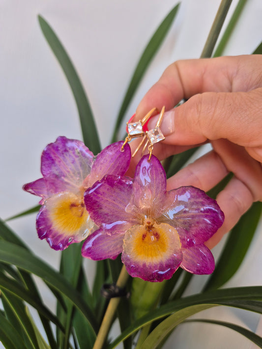 Pendientes orquídea Dendrobium