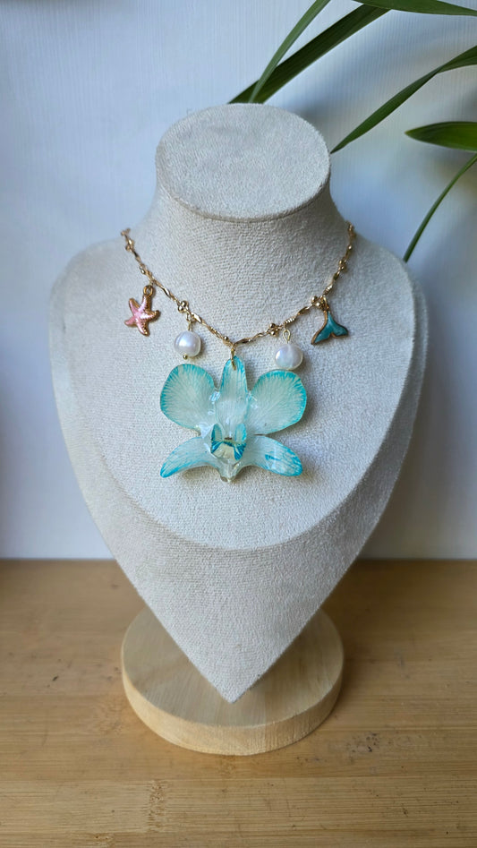 Collar Orquídea Dendrobium Azul