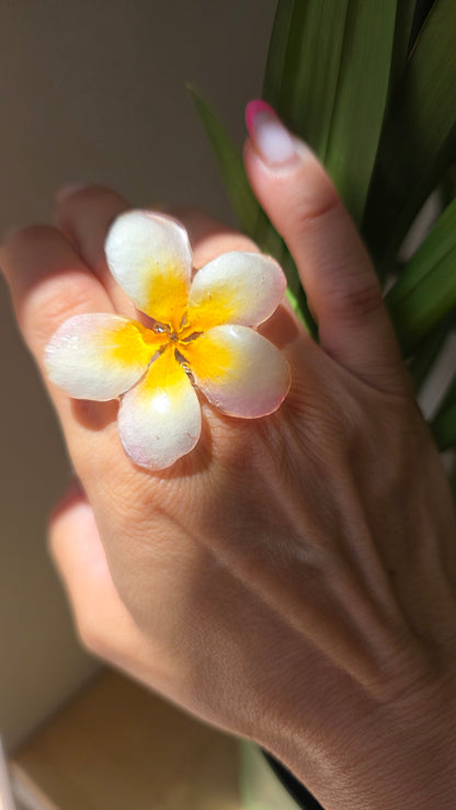 Anillo Plumeria blanca