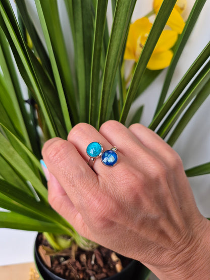 Anillo doble marino plateado
