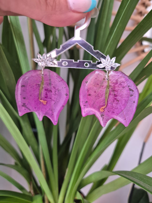 Pendientes buganvilla triple