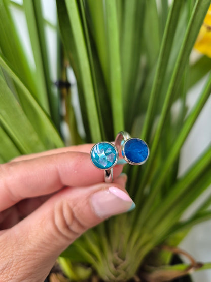 Anillo doble marino plateado