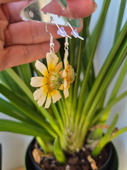 Pendientes margaritas 3D amarillas