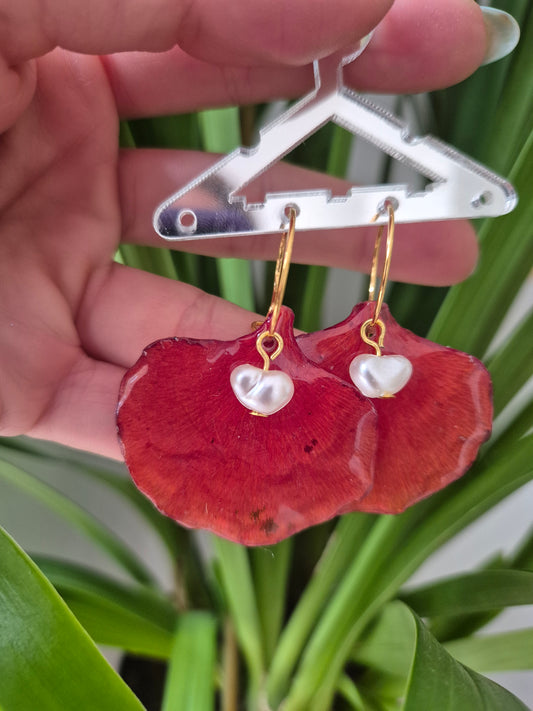 Pendientes pétalo Flamboyan rojo