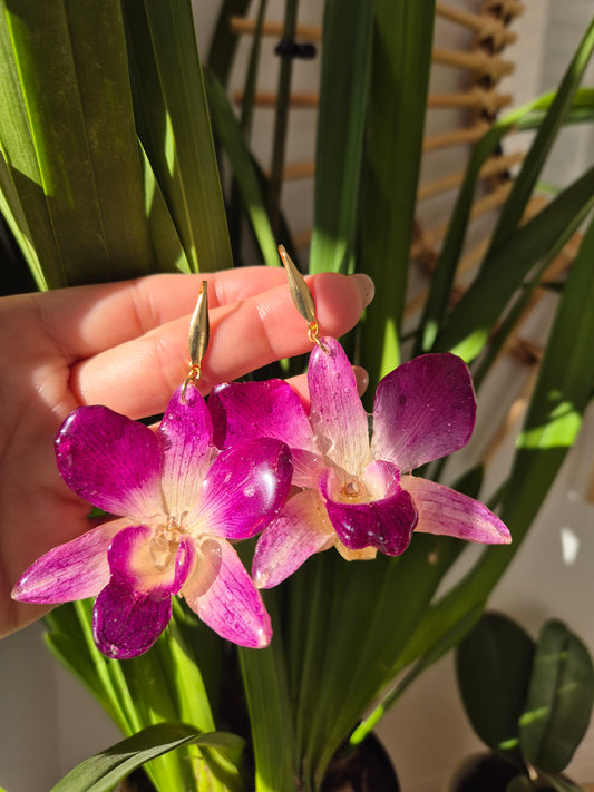 Pendientes orquidea Dendrobium