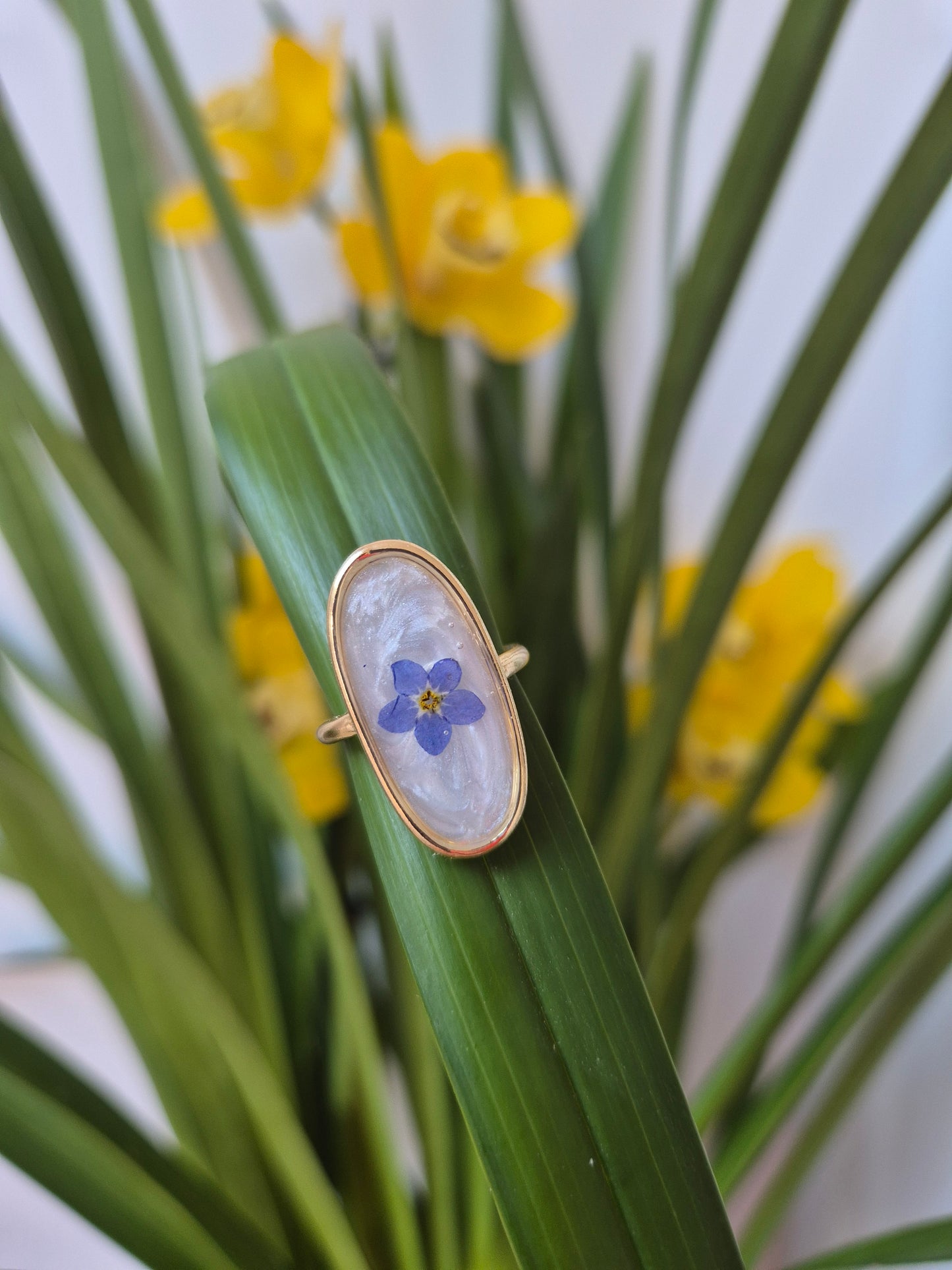 Anillo ajustable  dorado simpre viva