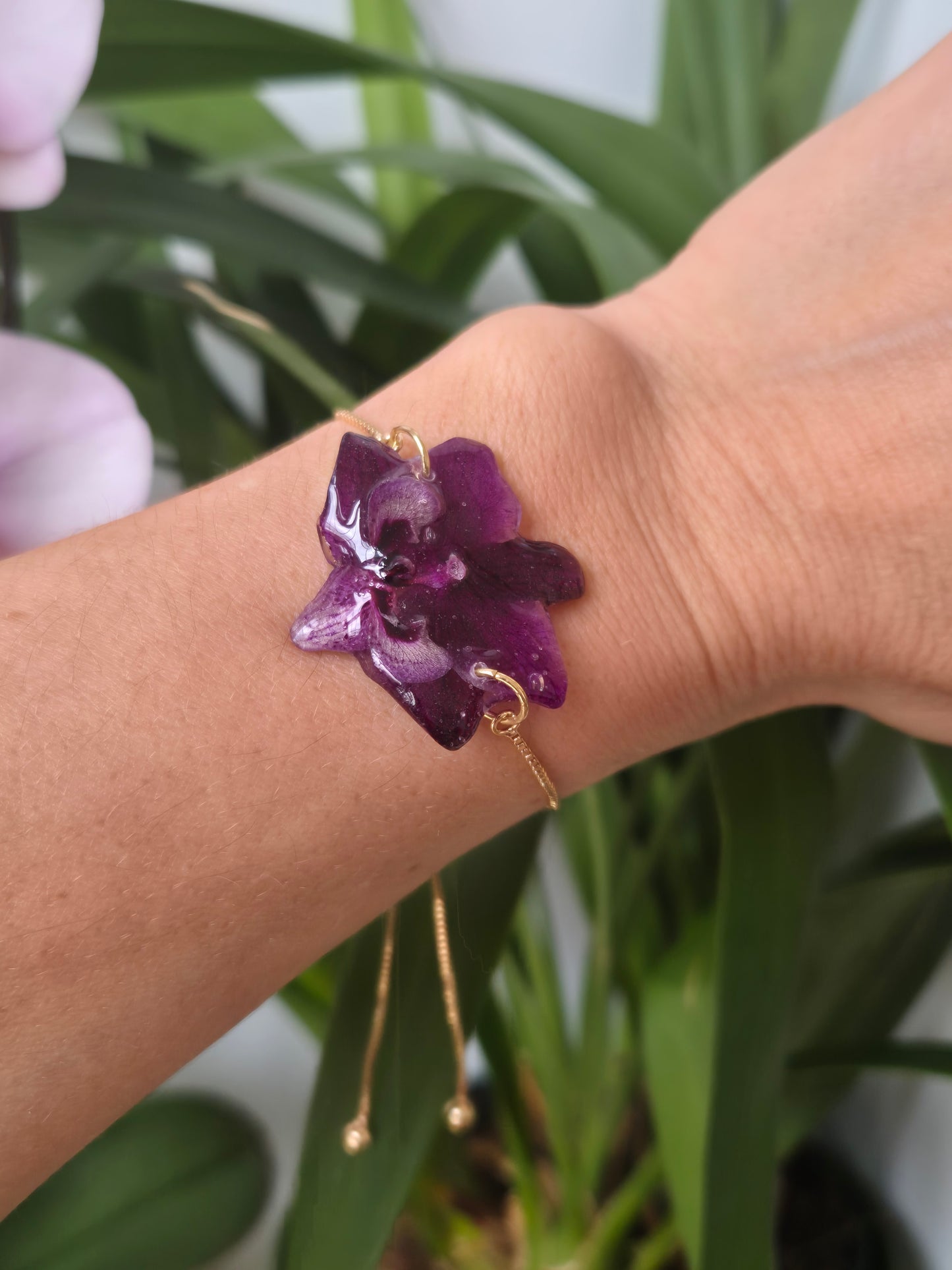 Pulsera regulable orquidea