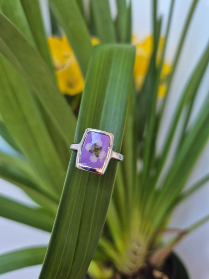 Anillo ajustable cuadrado morado
