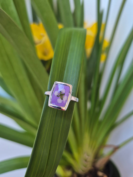 Anillo ajustable cuadrado morado