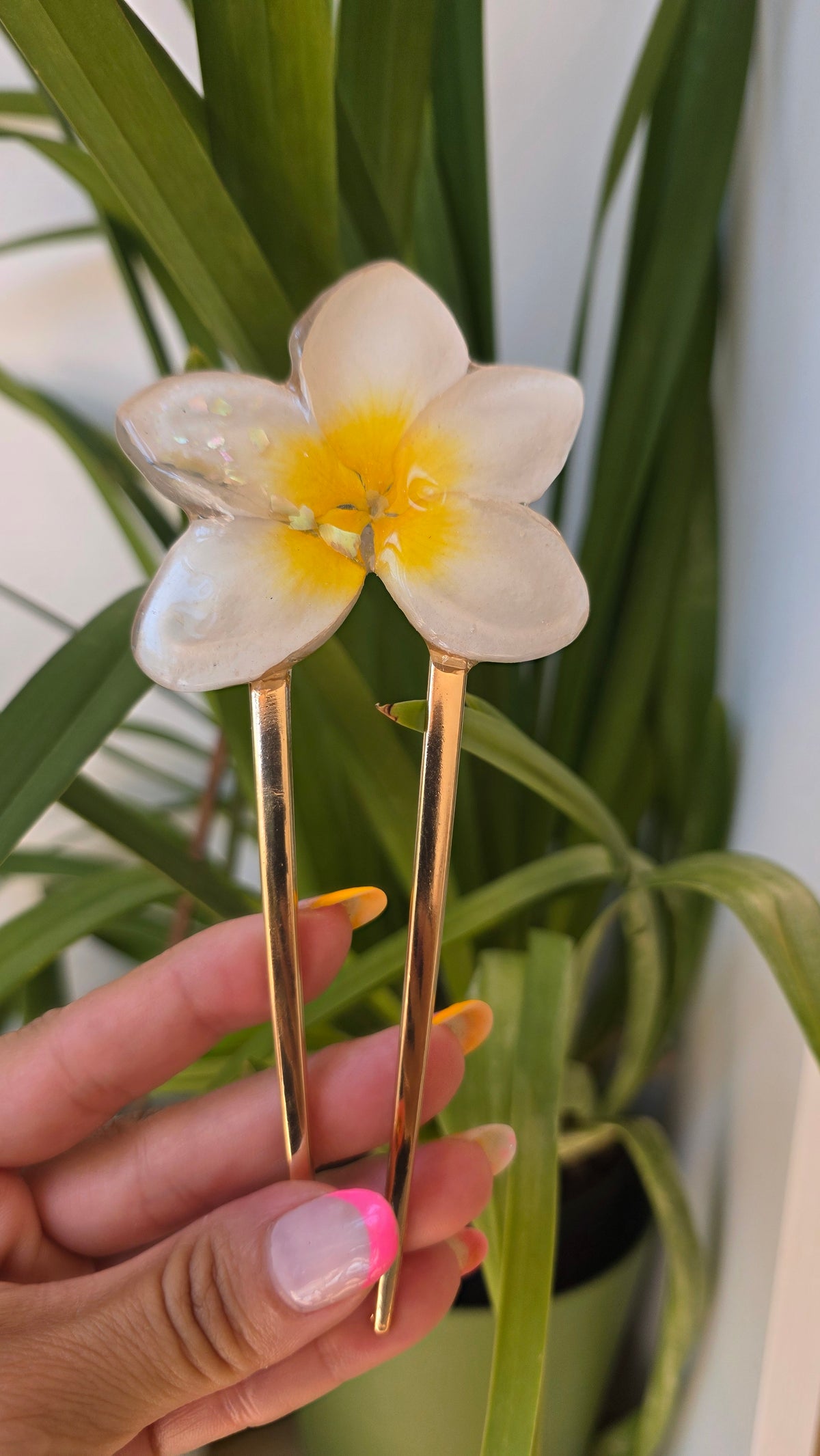 Horquilla Plumeria Blanca
