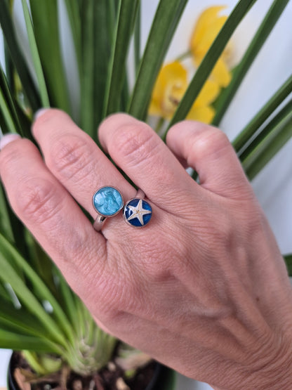 Anillo doble marino plateado