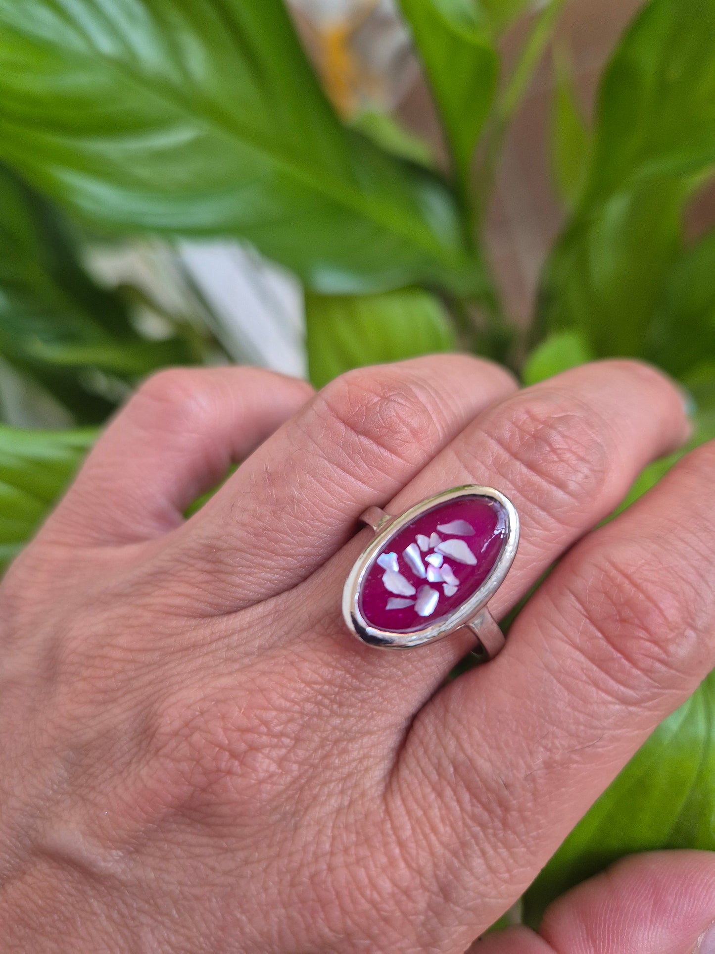 Anillo concha marina  ovalado