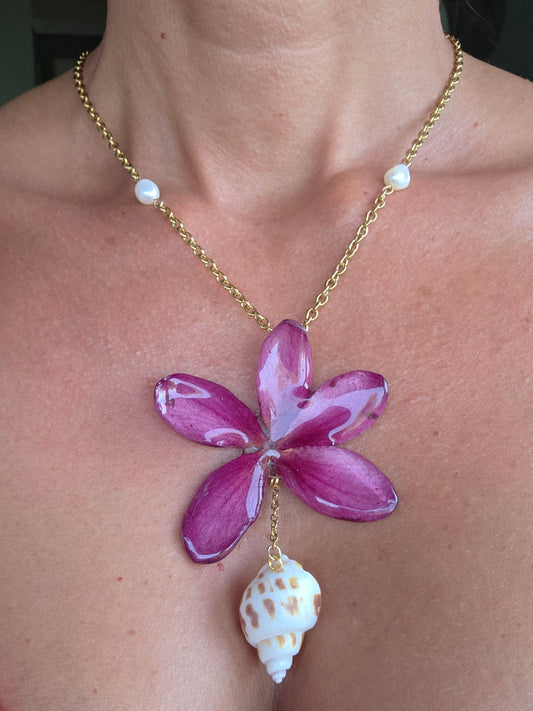 Collar Plumeria Rosa