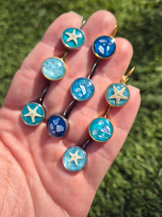 Pendientes ocean art cabuchón pequeños