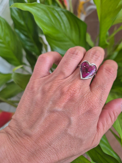Anillo ajustable corazón plateado