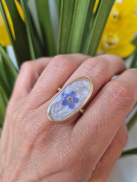Anillo ajustable  dorado simpre viva